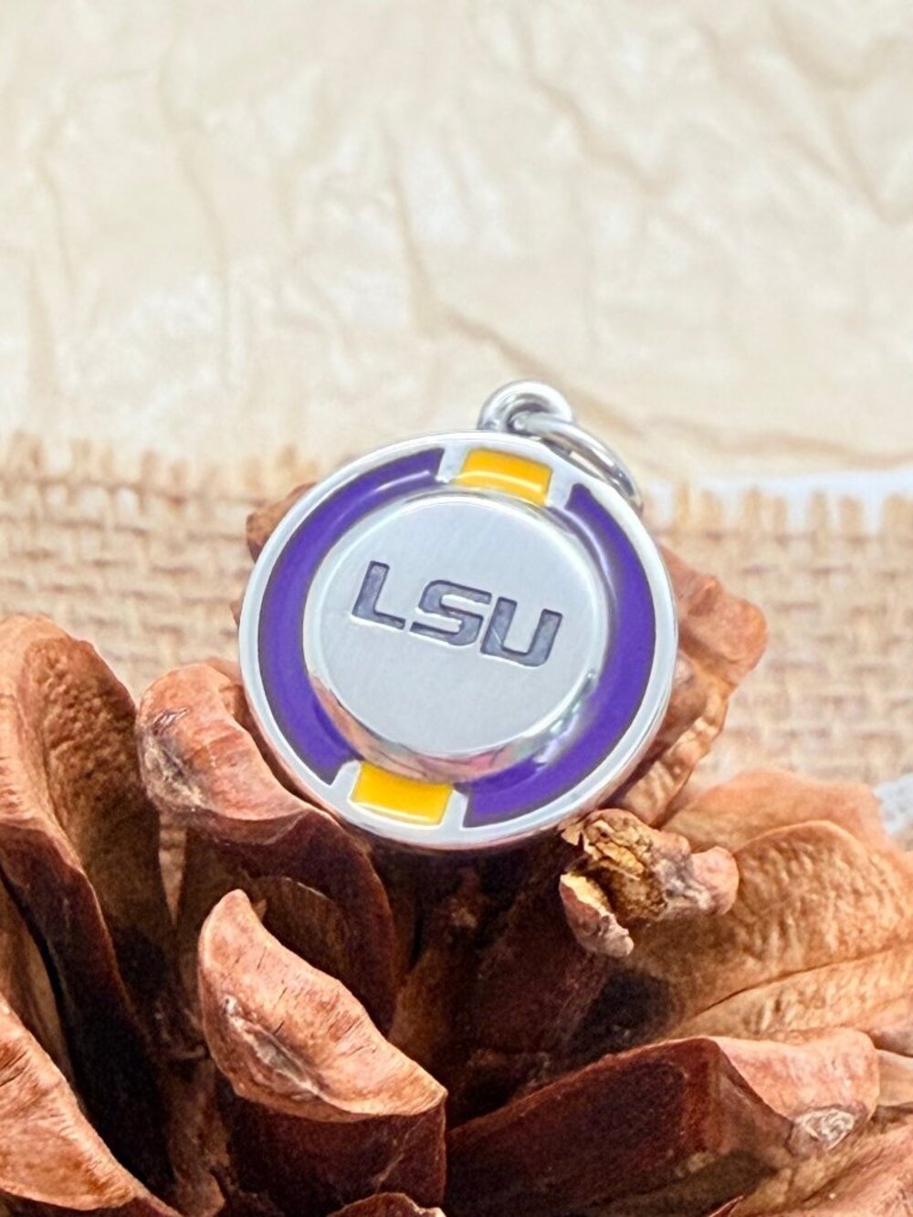 James Avery LSU Tigers Enamel School Spirit Charm Sterling Silver